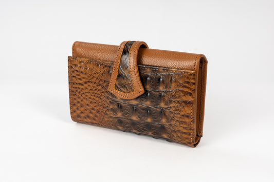BILLETERA DE DAMA PADUA COCODRILO (CAMEL)