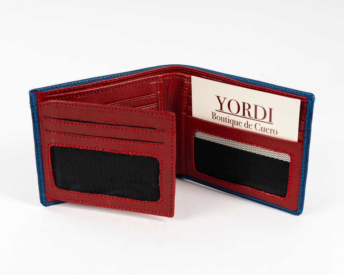 BILLETERA TOSCANA (AZUL/ROJO)