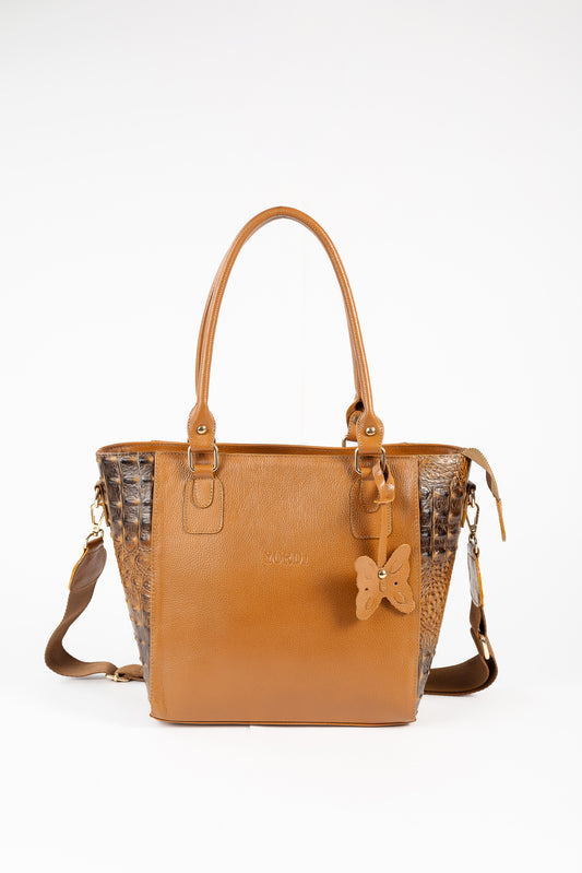 CARTERA BIG LADY COCODRILO (CAMEL)