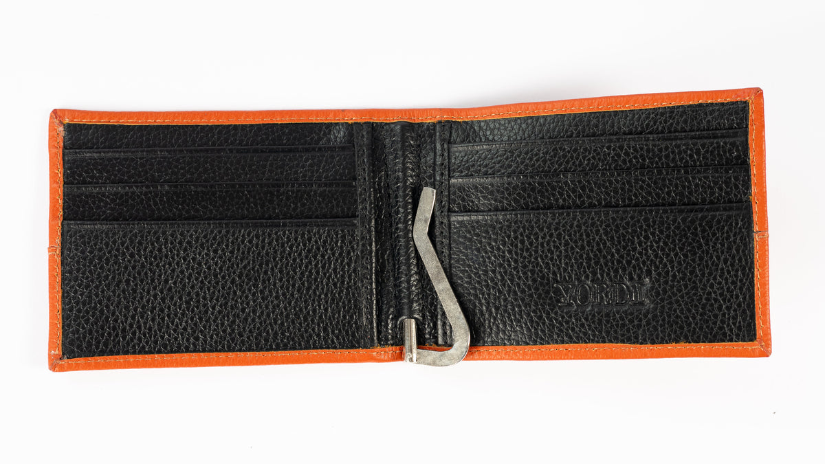 BILLETERA PORTA BILLETES (NARANJA/NEGRO)