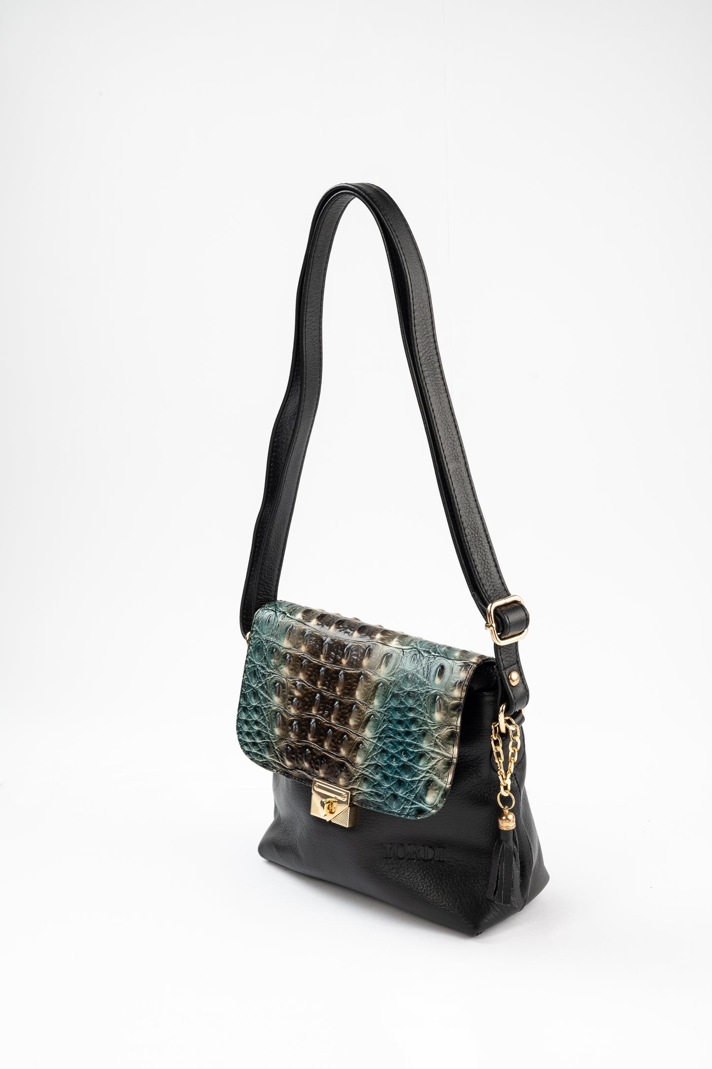 BANDOLERA TANINO COCODRILO (NEGRO)