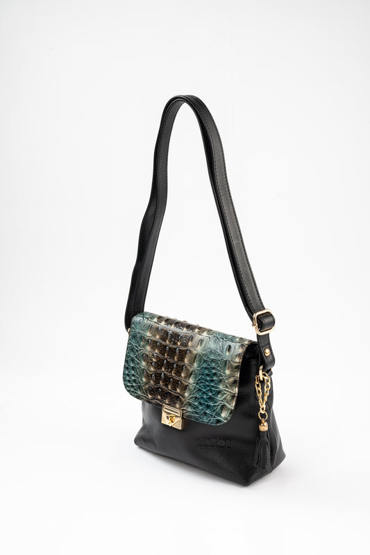 BANDOLERA TANINO COCODRILO (NEGRO)