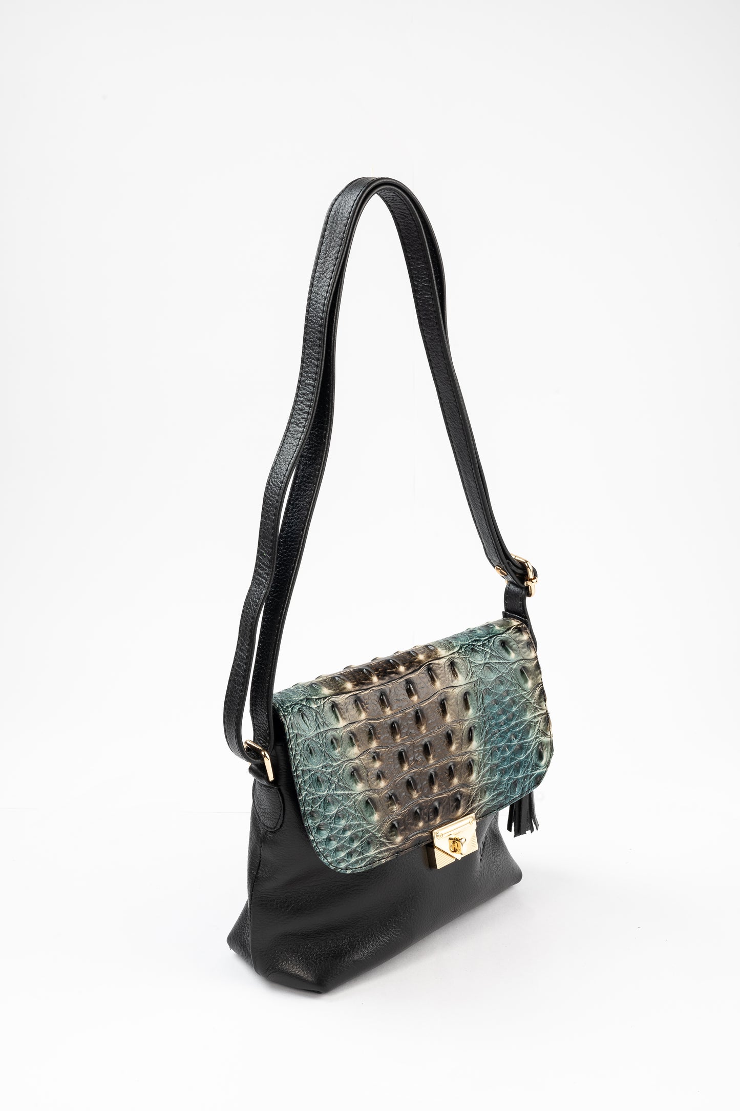 BANDOLERA TANINO COCODRILO (NEGRO)