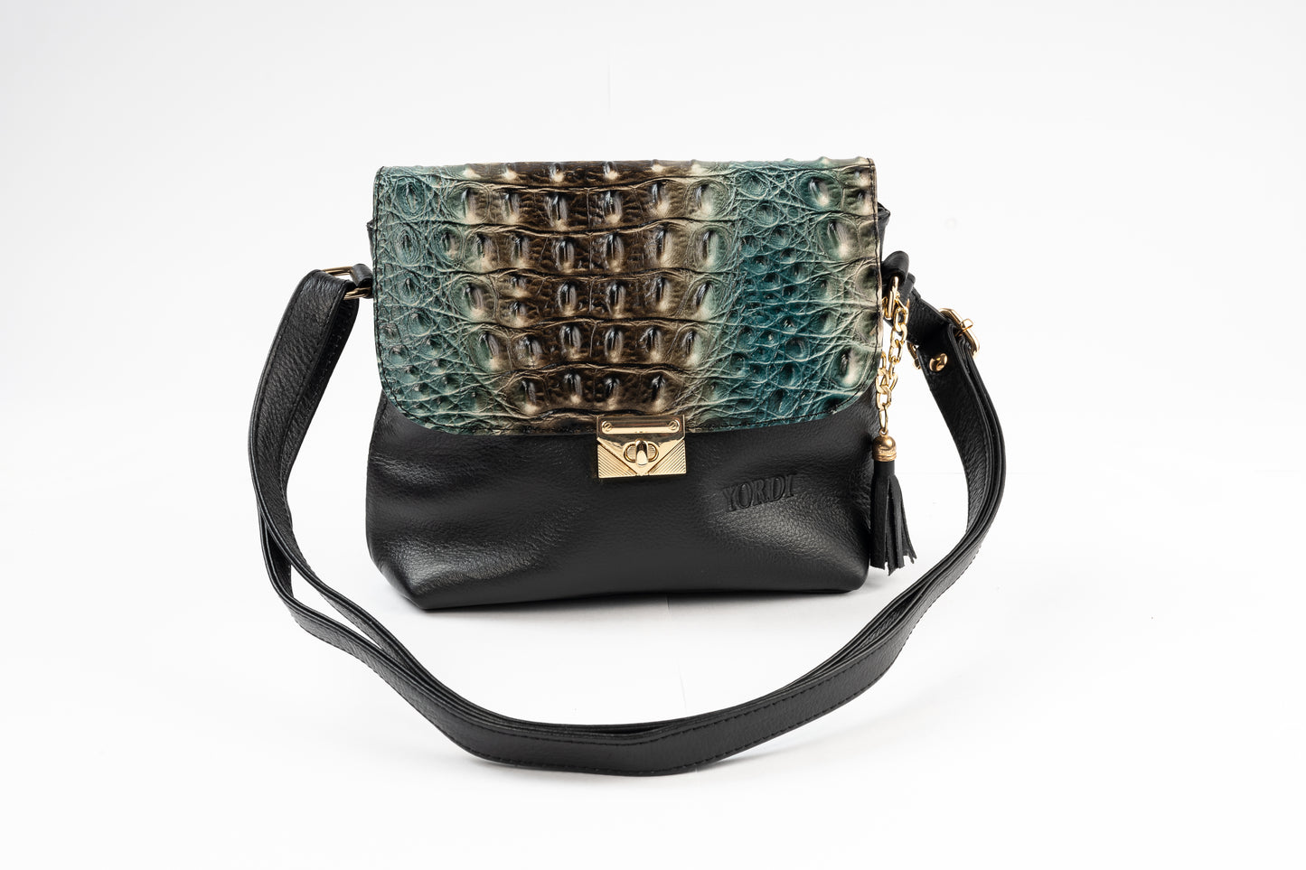 BANDOLERA TANINO COCODRILO (NEGRO)