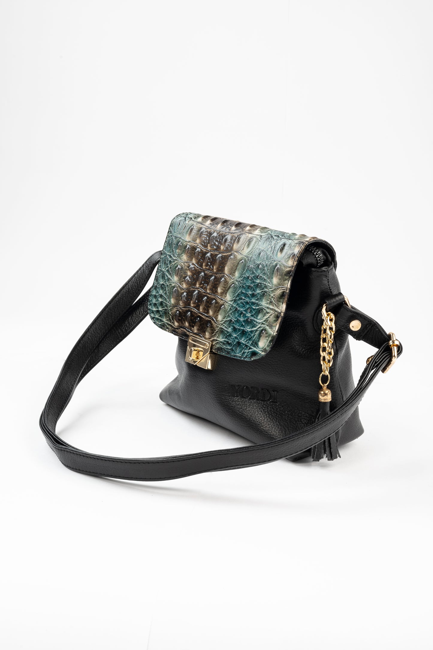 BANDOLERA TANINO COCODRILO (NEGRO)