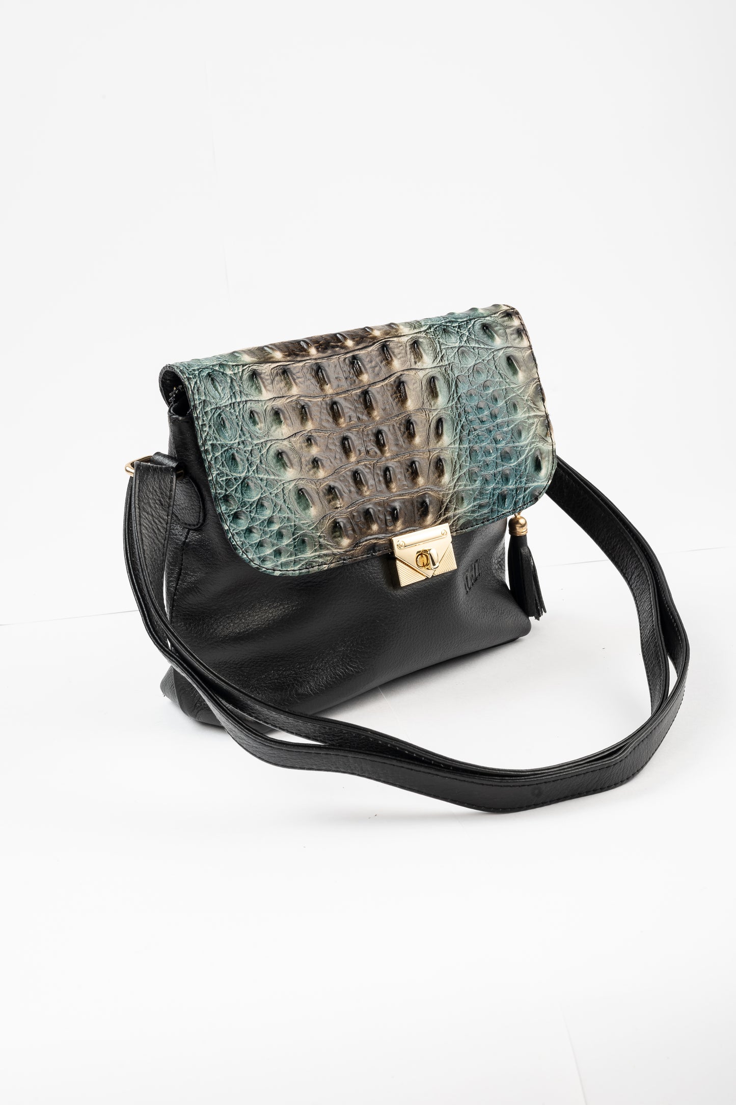 BANDOLERA TANINO COCODRILO (NEGRO)