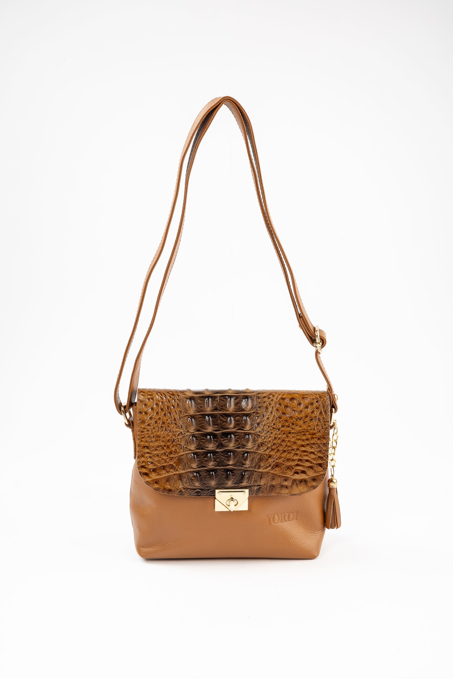 BANDOLERA TANINO COCODRILO (CAMEL)