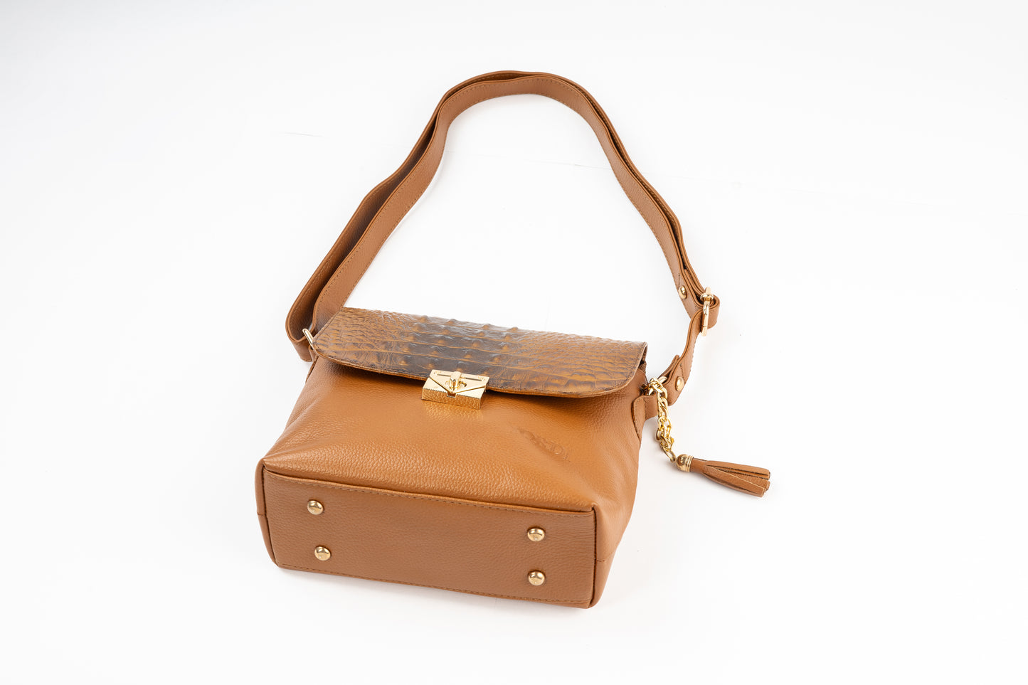 BANDOLERA TANINO COCODRILO (CAMEL)