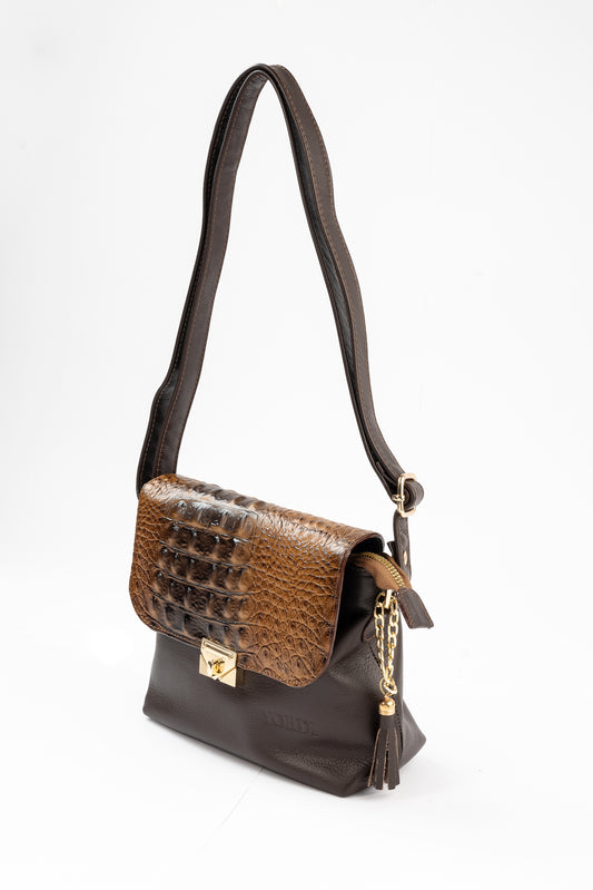 BANDOLERA TANINO COCODRILO (MOCHA MOUSSE)