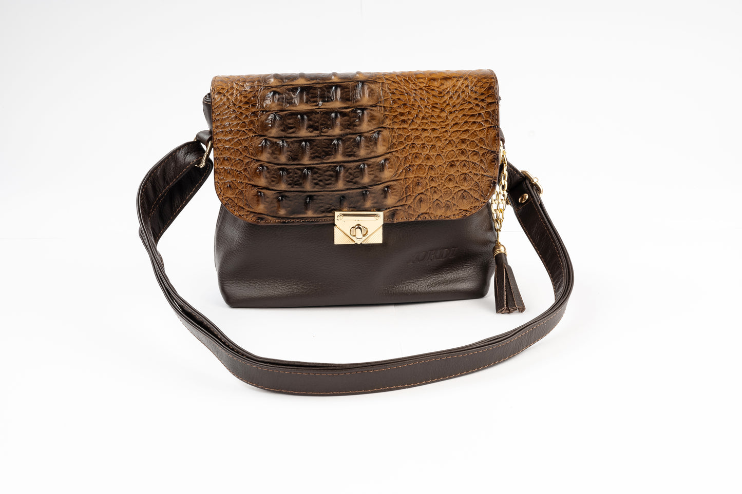 BANDOLERA TANINO COCODRILO (MOCHA MOUSSE)