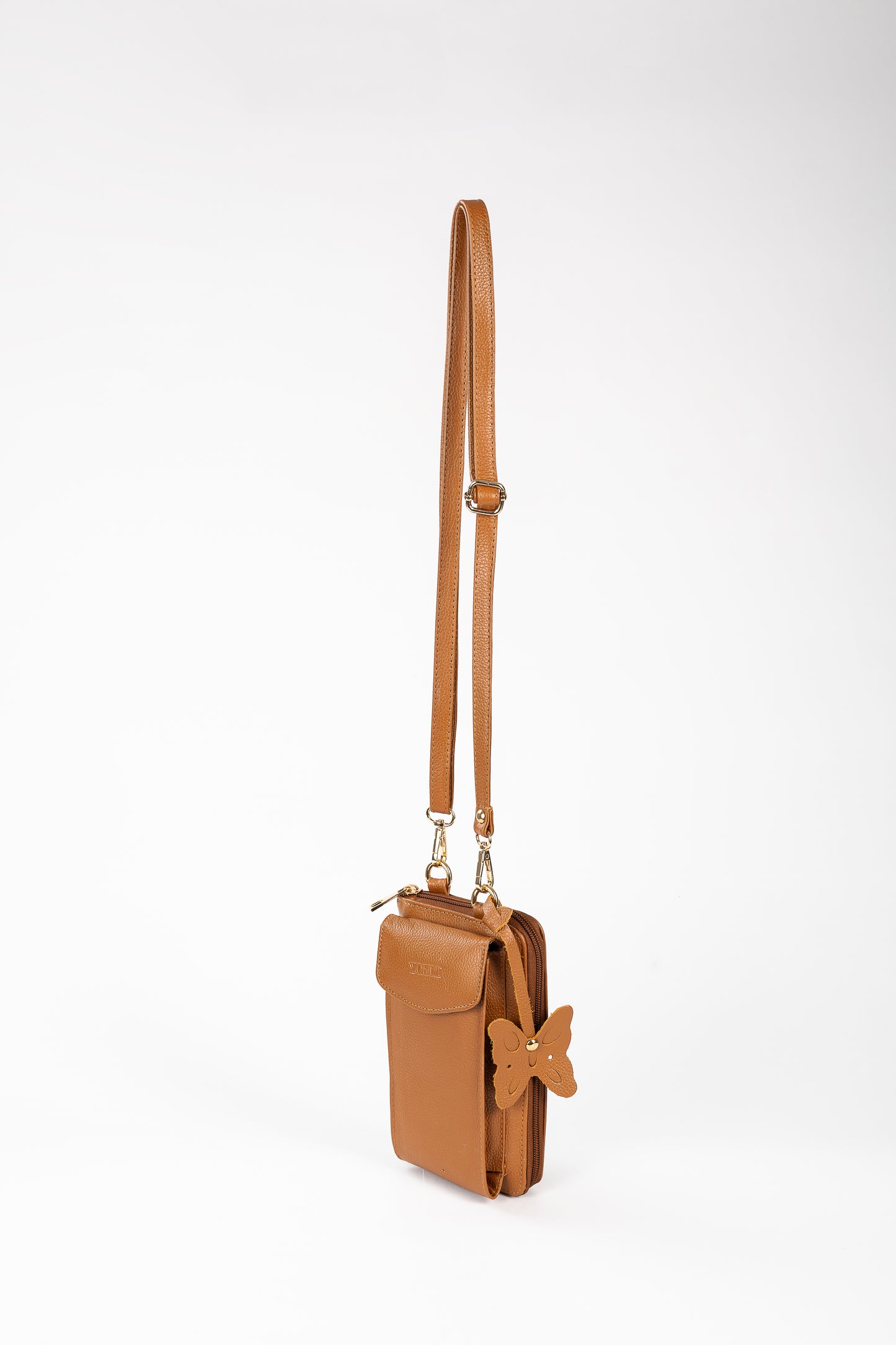 BILLETERA MANOS LIBRES VERTICAL (CAMEL)