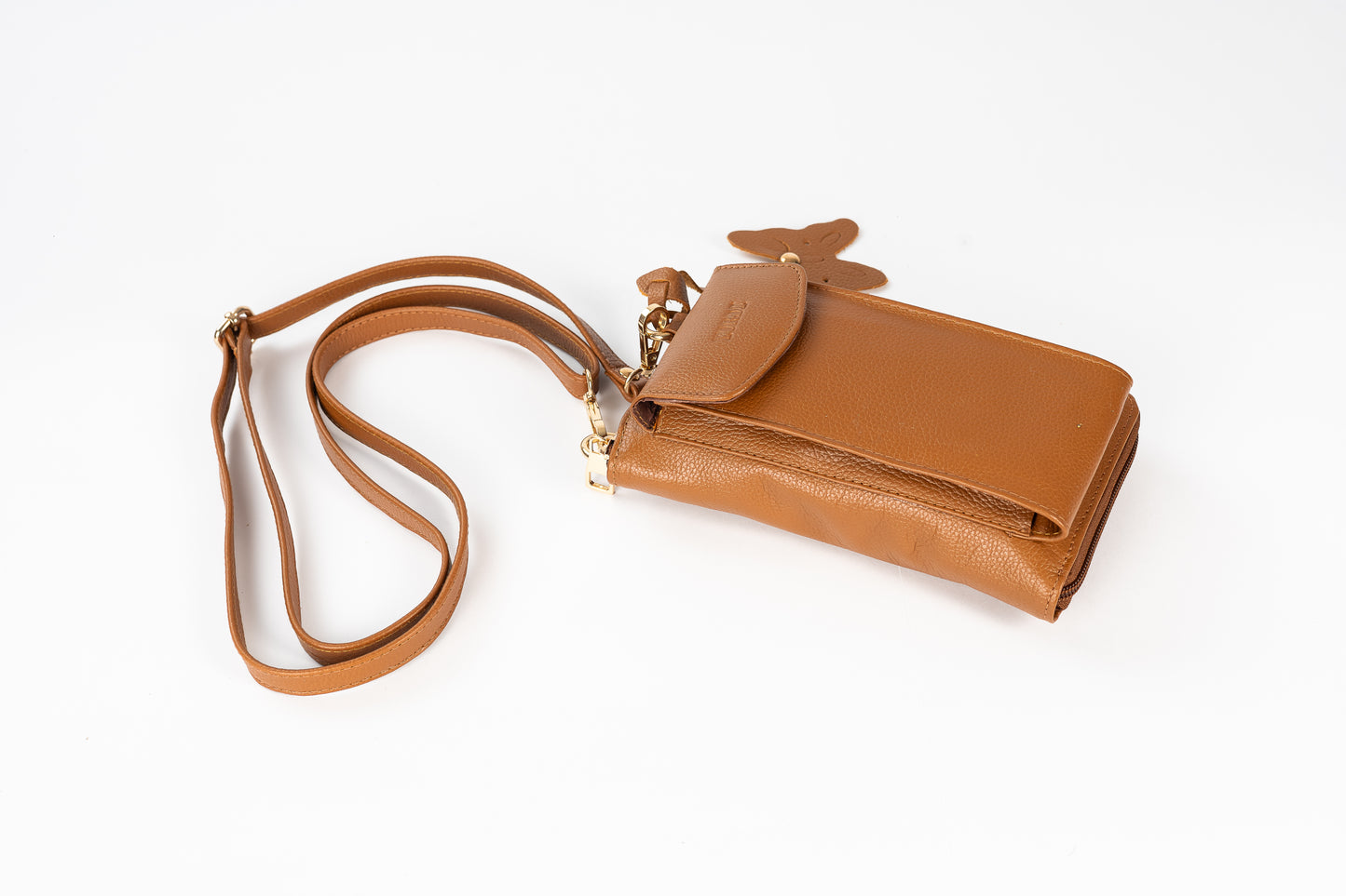 BILLETERA MANOS LIBRES VERTICAL (CAMEL)