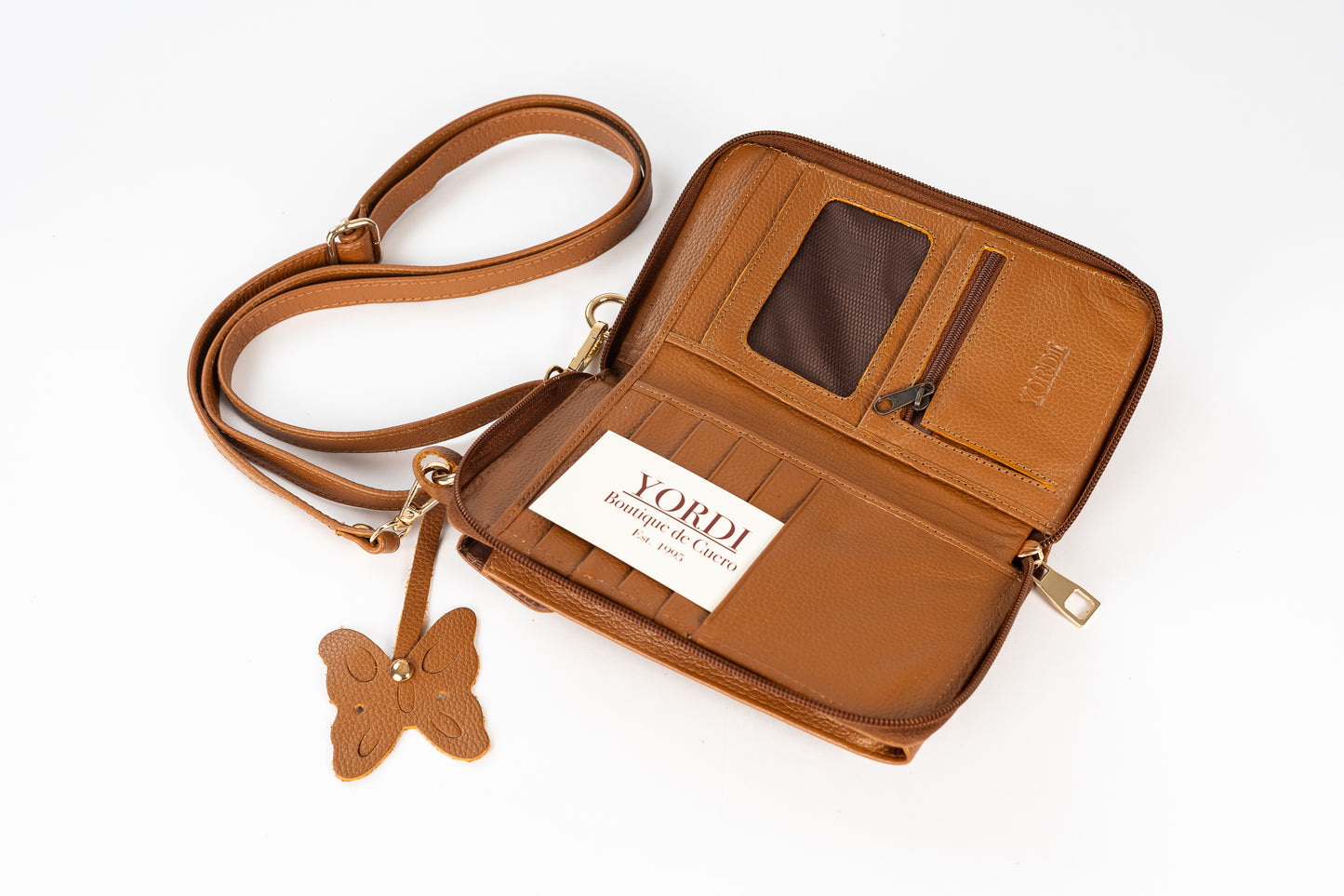 BILLETERA MANOS LIBRES VERTICAL (CAMEL)