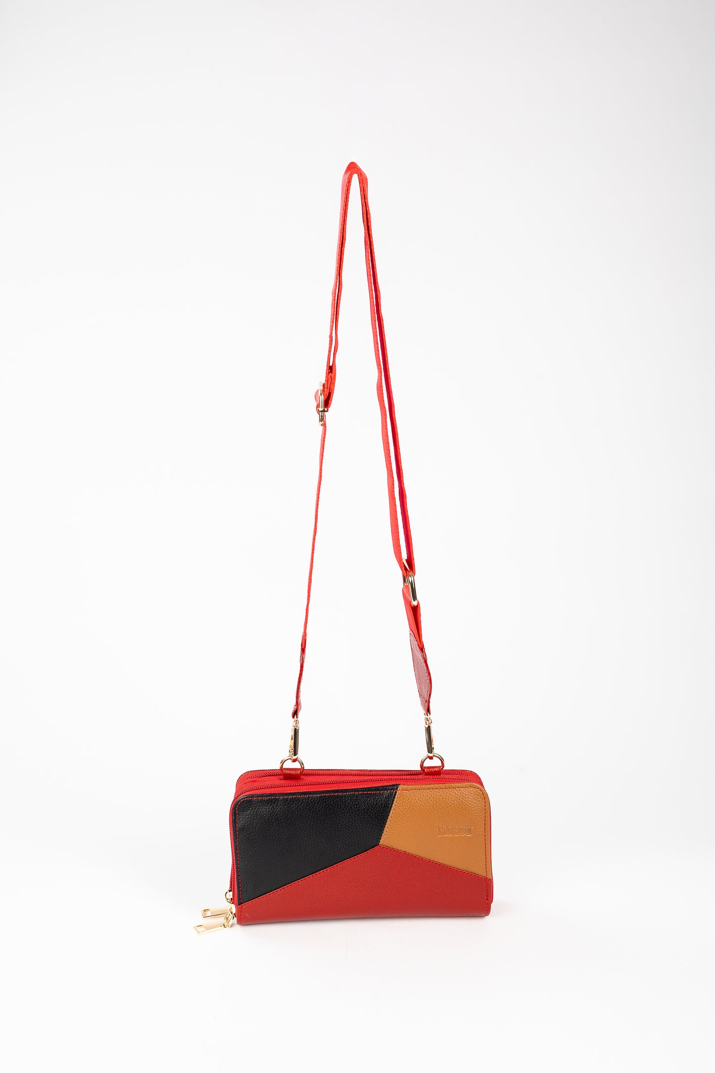 BILLETERA MANOS LIBRES BOLONIA TRICOLOR (ROJO)