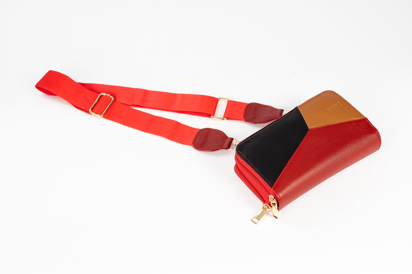 BILLETERA MANOS LIBRES BOLONIA TRICOLOR (ROJO)