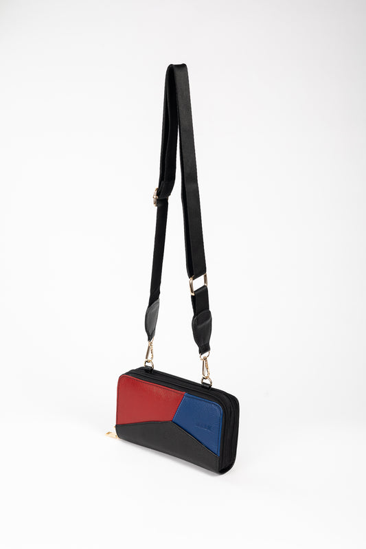 BILLETERA MANOS LIBRES BOLONIA TRICOLOR (NEGRO)