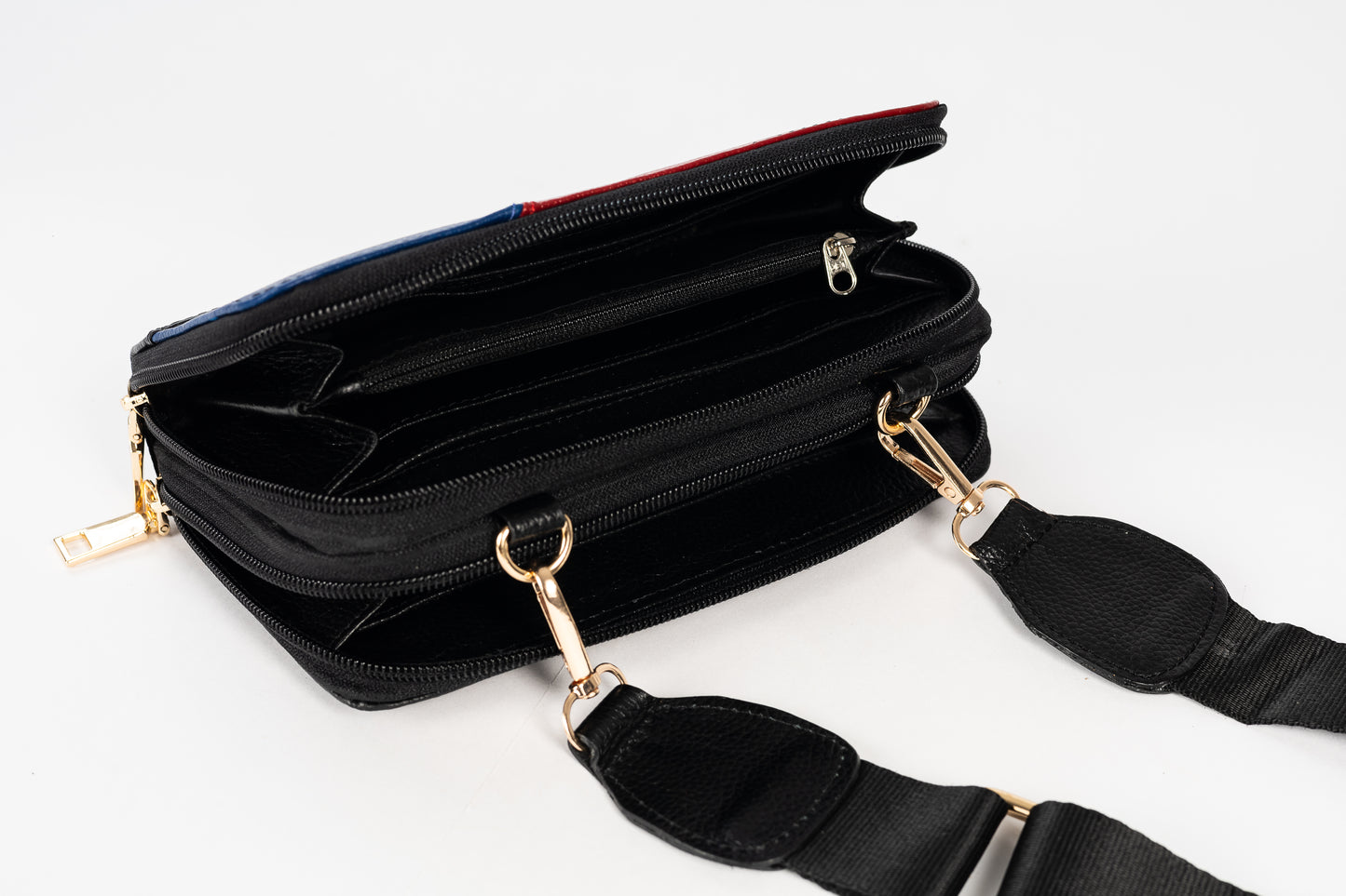 BILLETERA MANOS LIBRES BOLONIA TRICOLOR (NEGRO)