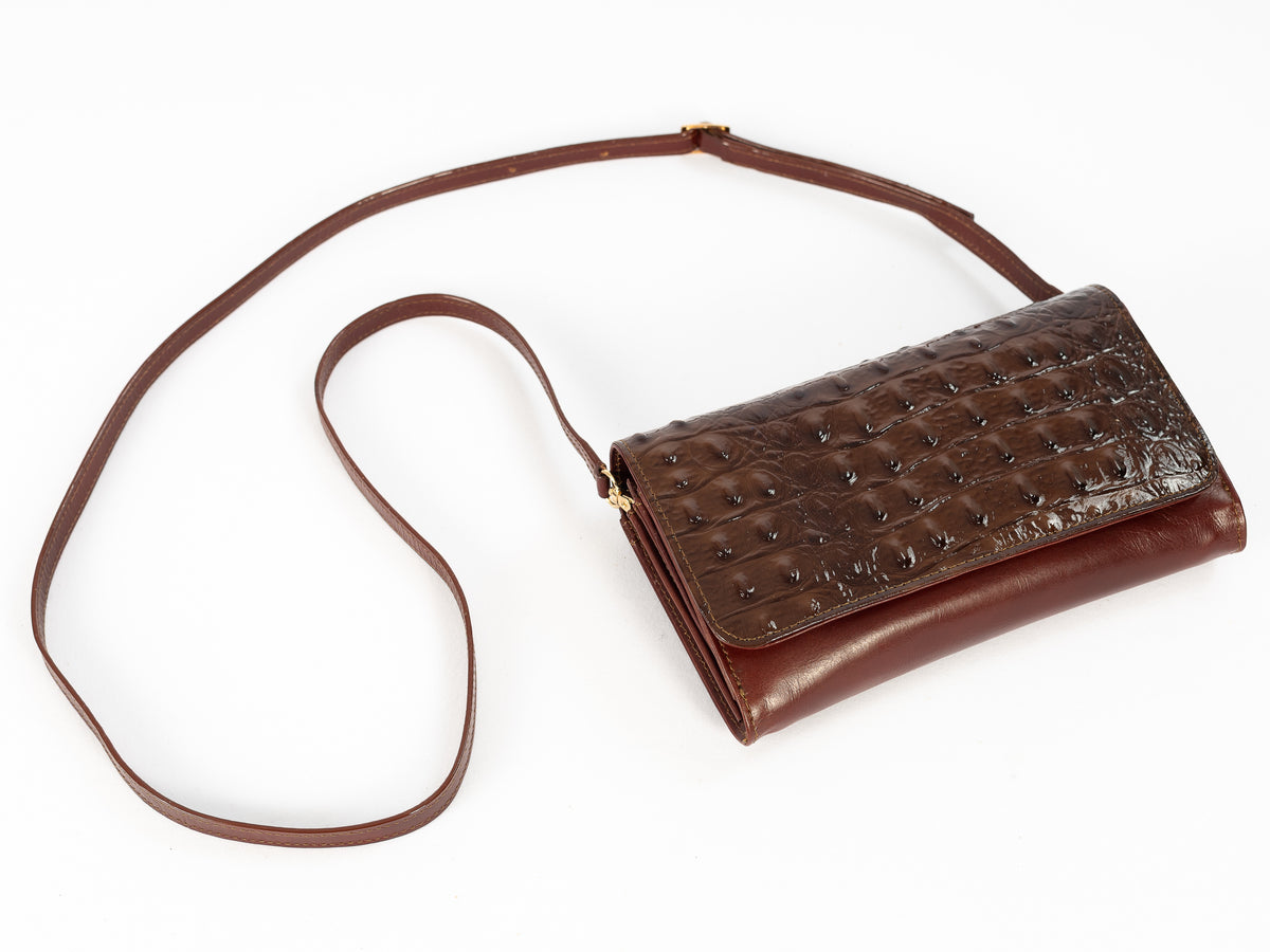 Bolso Clutch Diana | Café Cocodrilo Charol