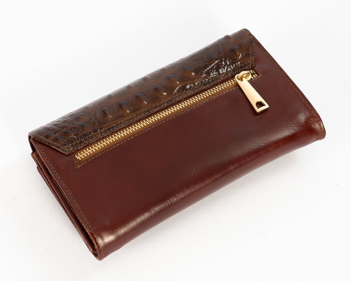 Bolso Clutch Diana | Café Cocodrilo Charol