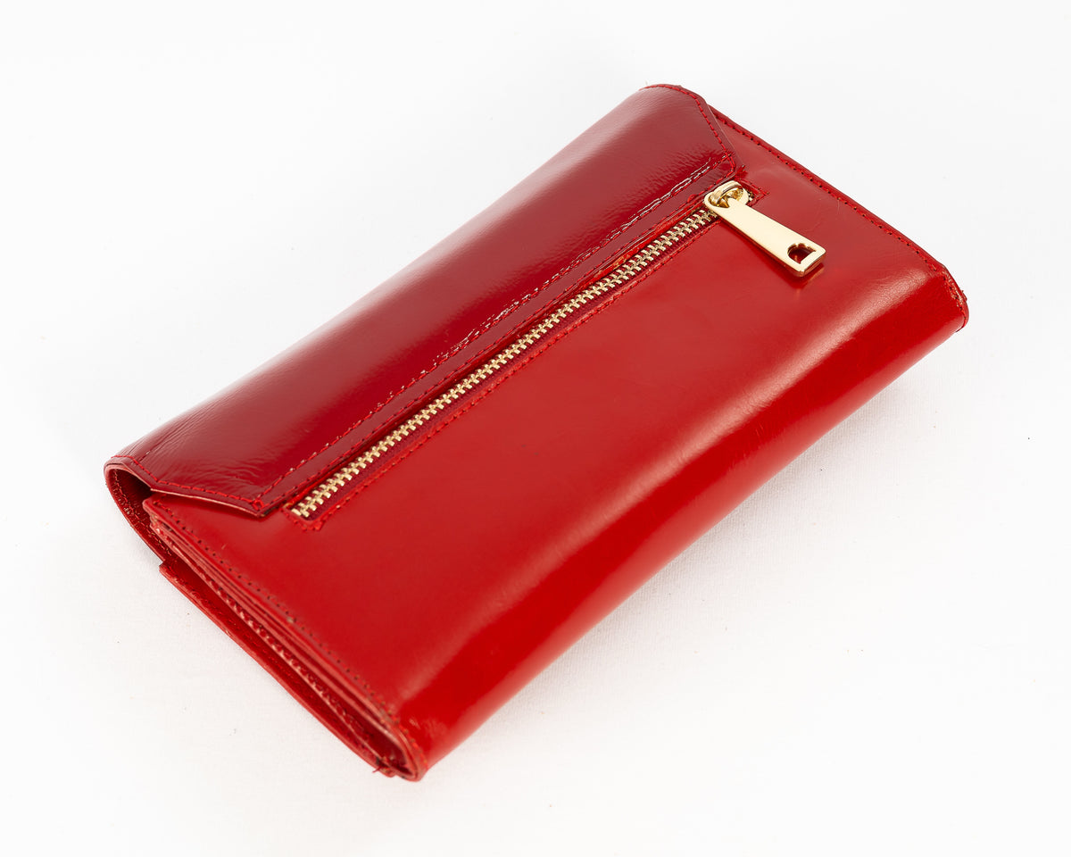 Bolso Clutch Diana | Cuero Rojo Charol
