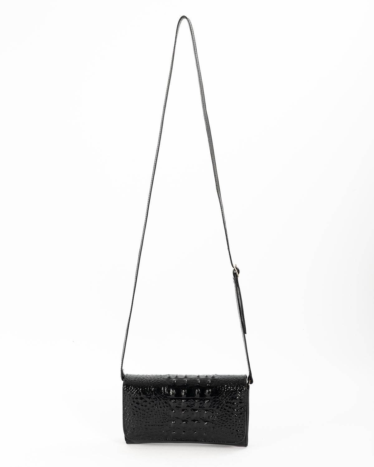 Bolso Clutch Diana | Negro Cocodrilo Charol