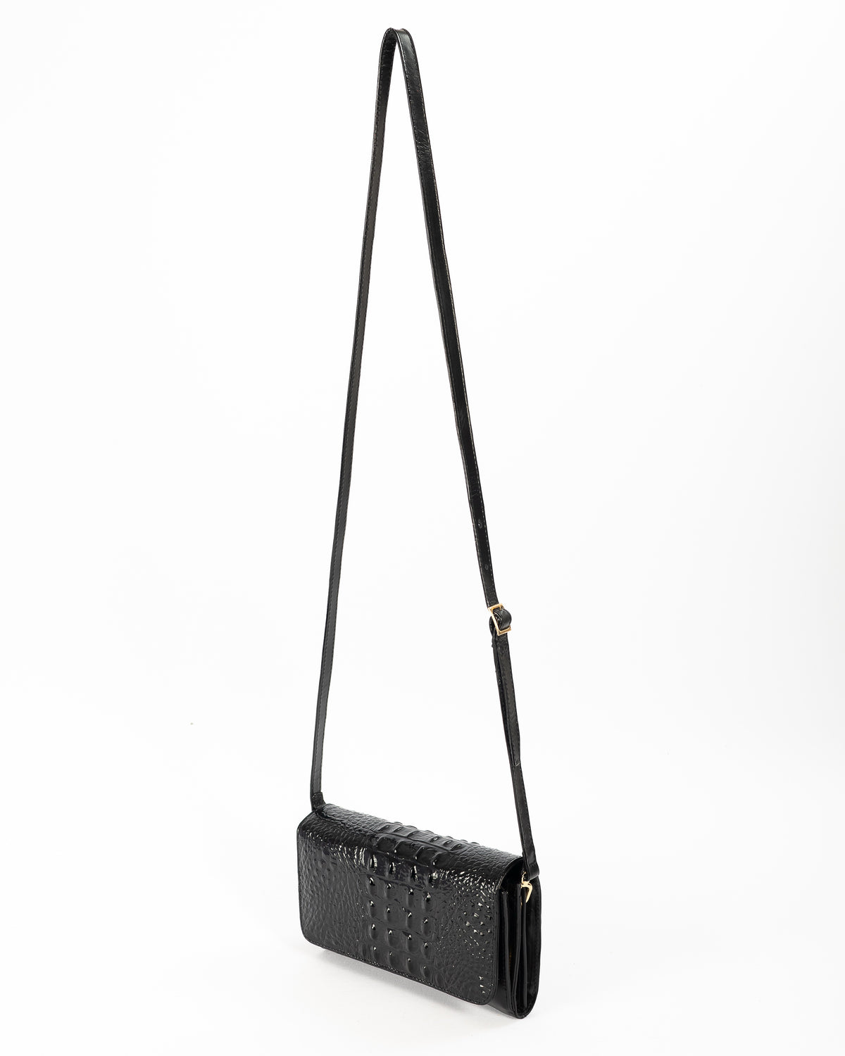 Bolso Clutch Diana | Negro Cocodrilo Charol