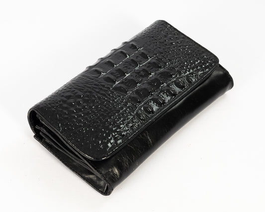 Bolso Clutch Diana | Negro Cocodrilo Charol