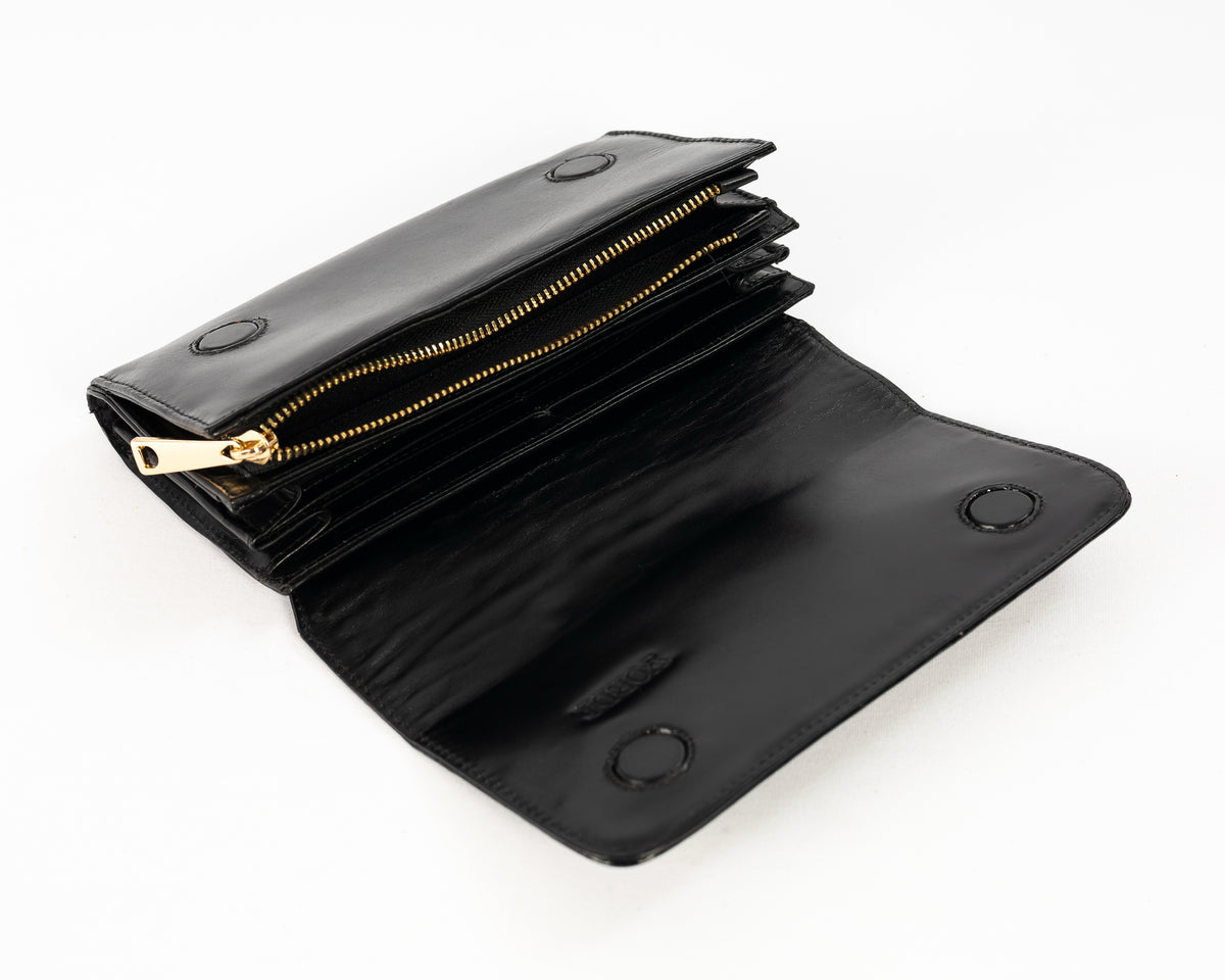 Bolso Clutch Diana | Negro Cocodrilo Charol