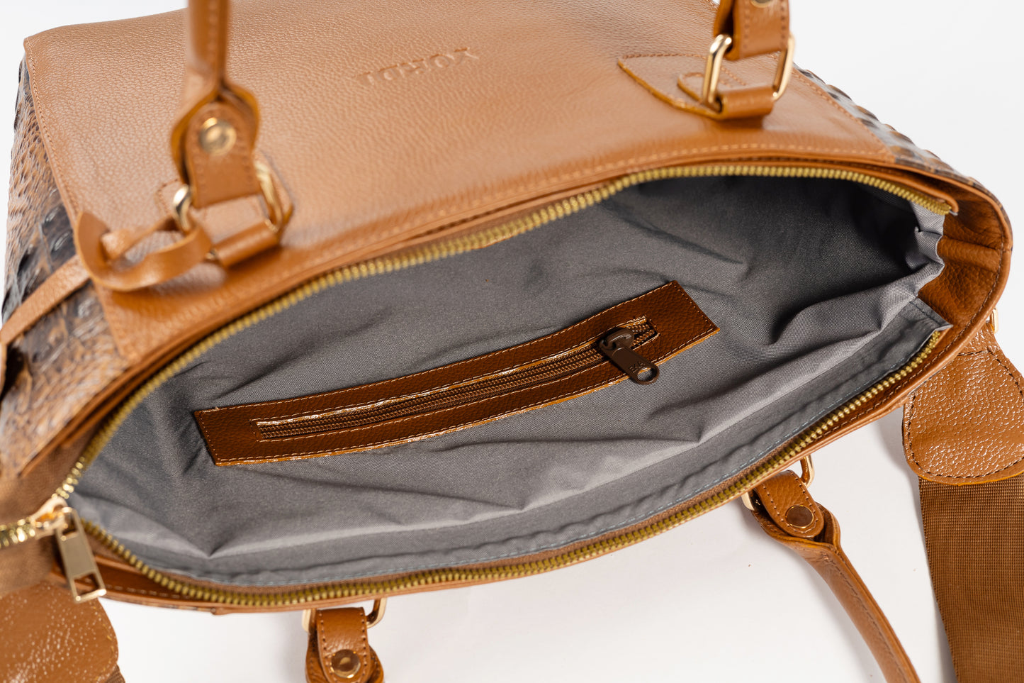 CARTERA BIG LADY COCODRILO (CAMEL)