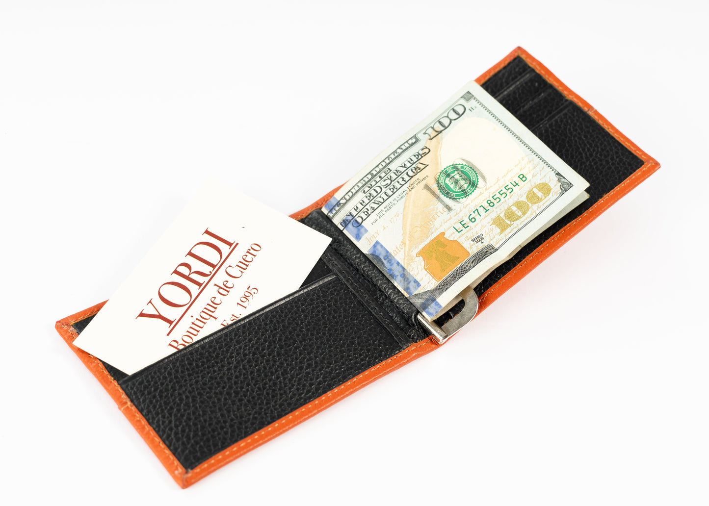 BILLETERA PORTA BILLETES (NARANJA/NEGRO)