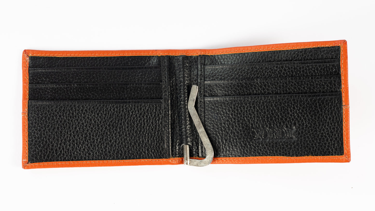 BILLETERA PORTA BILLETES (NARANJA/NEGRO)