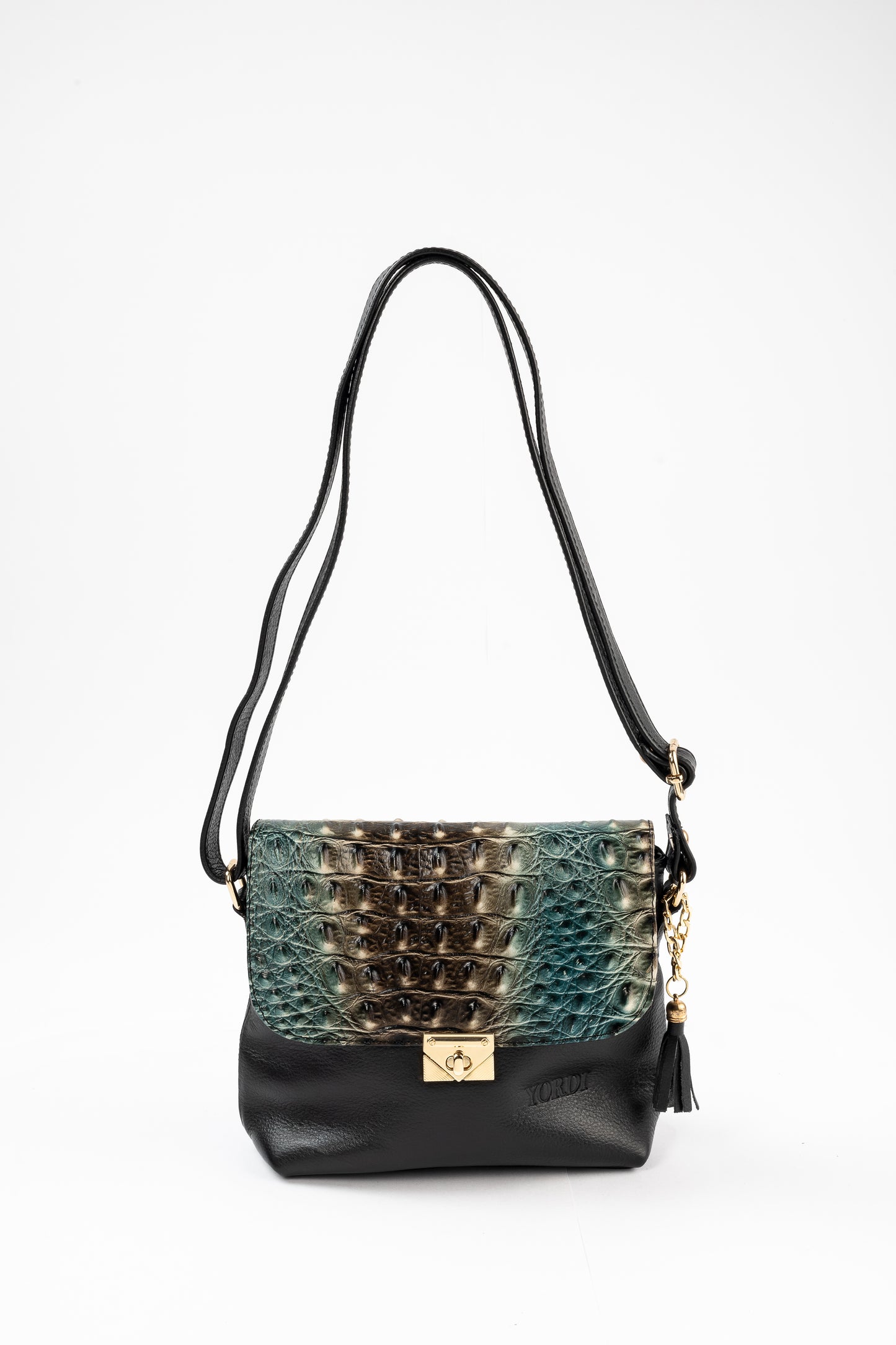 BANDOLERA TANINO COCODRILO (NEGRO)