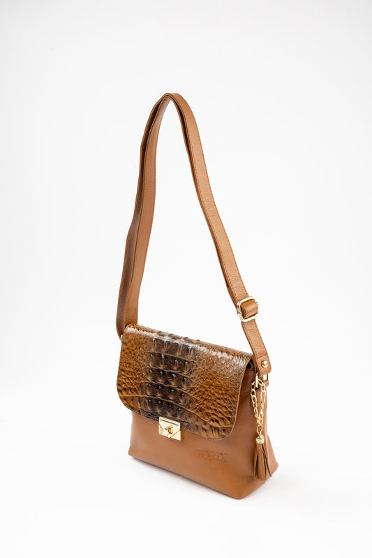 BANDOLERA TANINO COCODRILO (CAMEL)