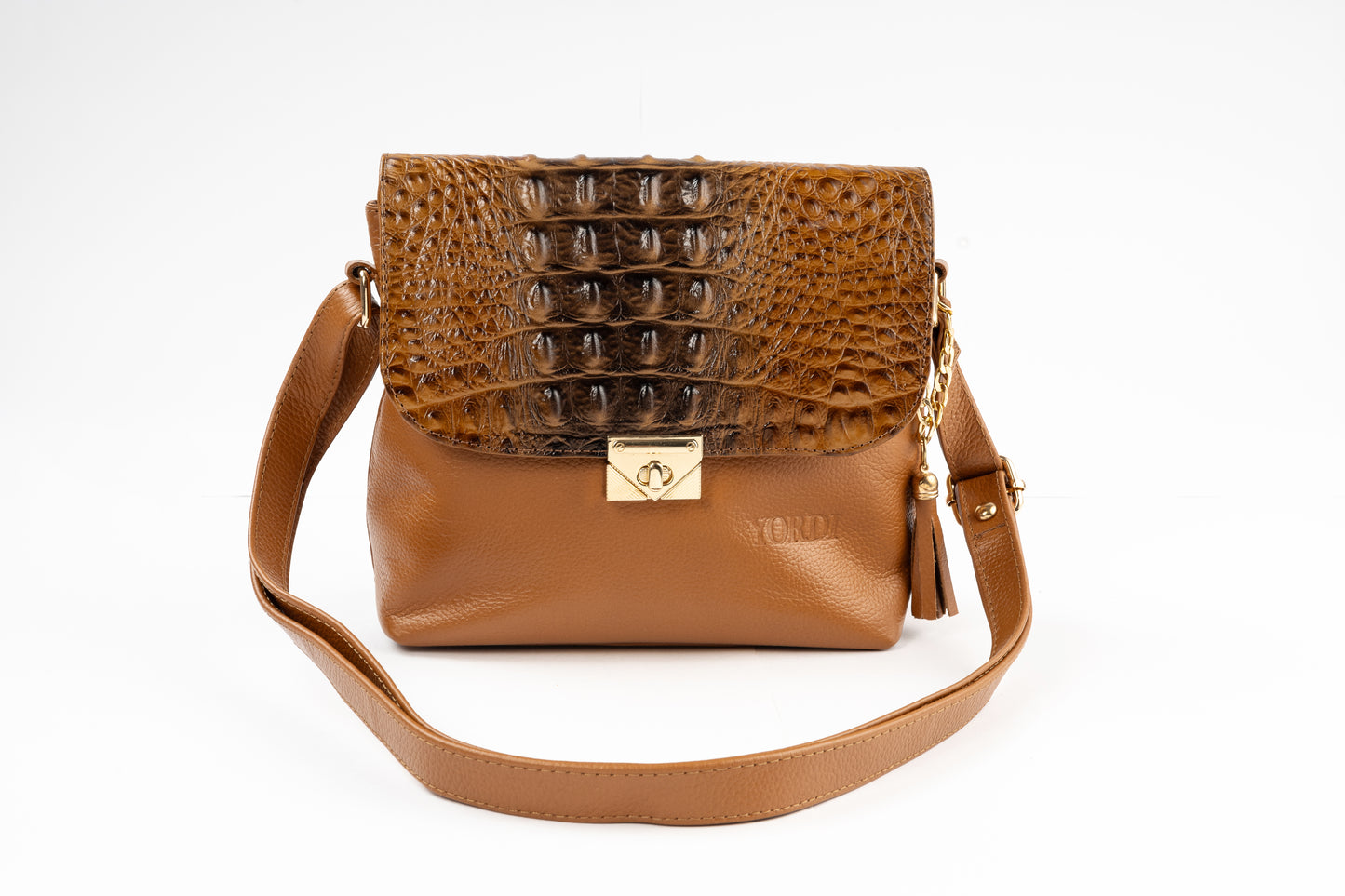 BANDOLERA TANINO COCODRILO (CAMEL)