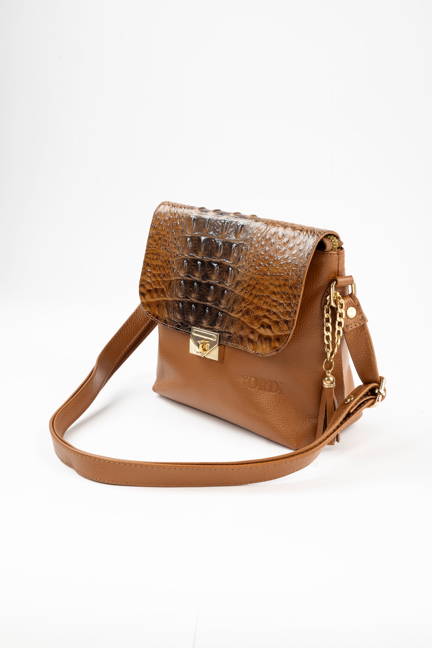 BANDOLERA TANINO COCODRILO (CAMEL)