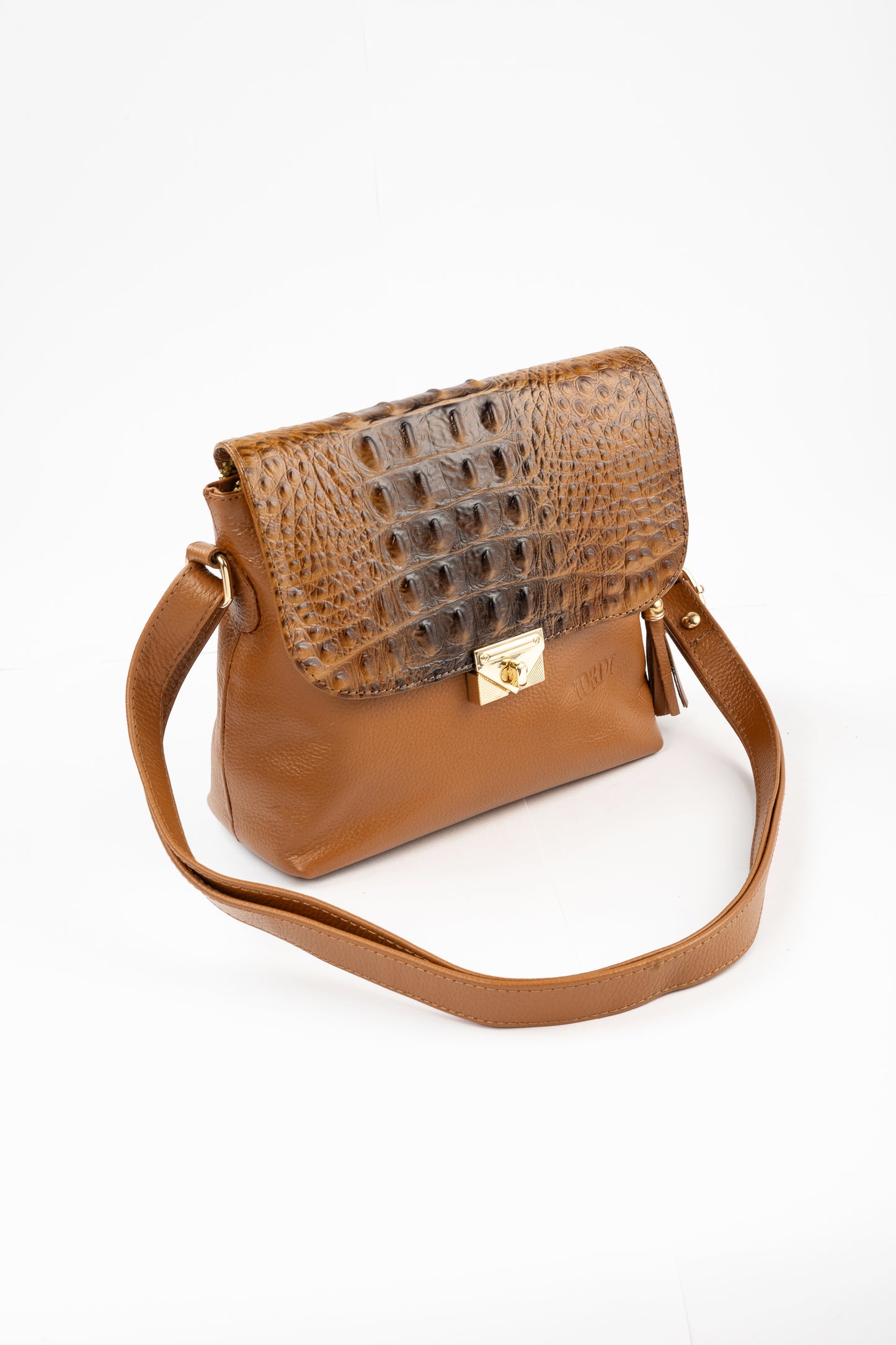 BANDOLERA TANINO COCODRILO (CAMEL)