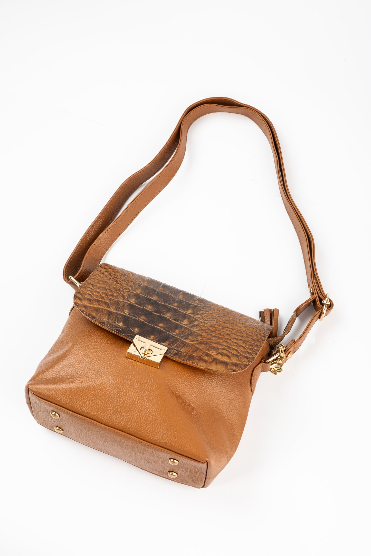 BANDOLERA TANINO COCODRILO (CAMEL)