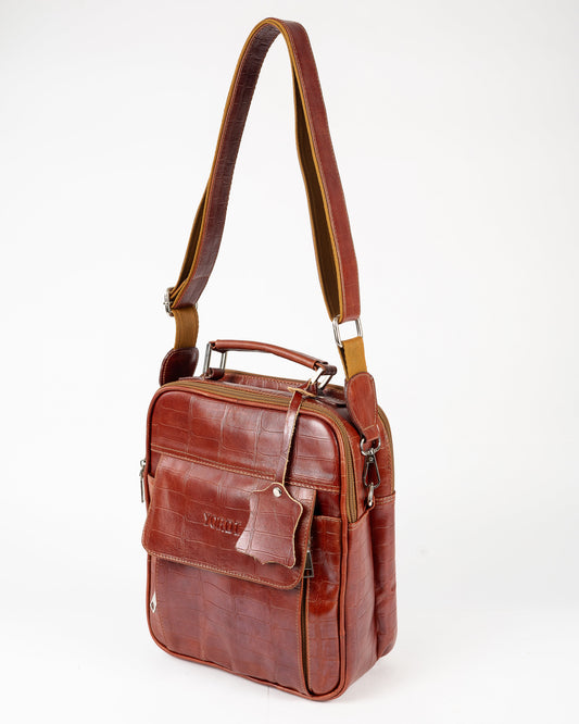 Bolso Manos Libres Constantino | Borgoña Cocodrilo